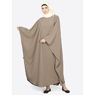Pearl beaded Kaftan abaya- Beige color